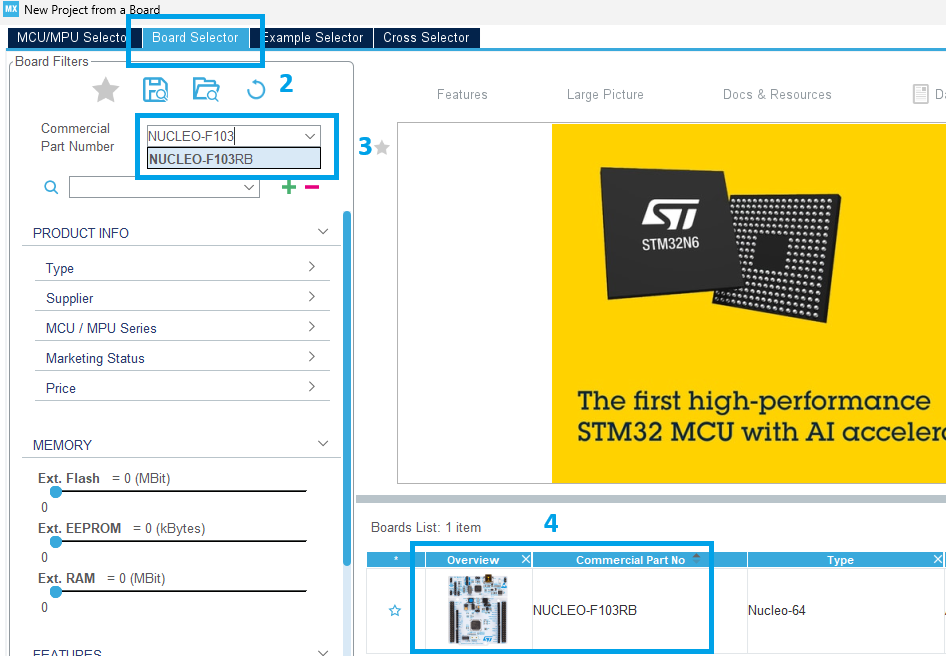 Figure 2. Select NUCLEO-F103RB