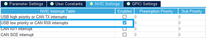 Figure 16. Enable CAN RX0 NVIC&nbsp;interrupt channel