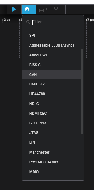 Figure 20. Configure the Saleae logic analyzer digital channel 0 input in CAN mode