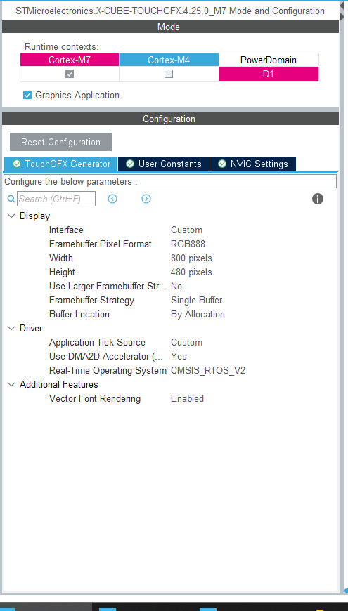TouchGFX Manual Configuration