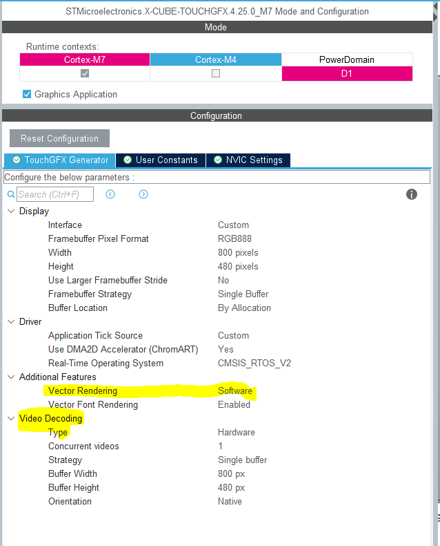 TouchGFX Designer generated Configuration