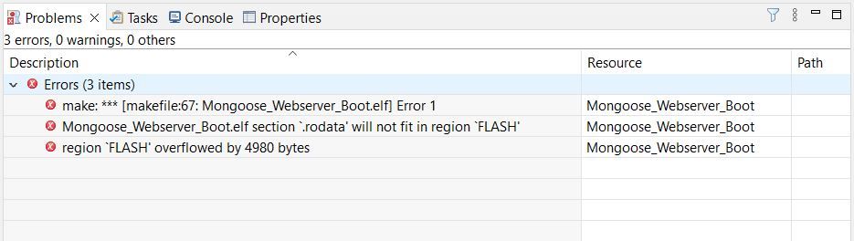 Build fail while Flash memory set 64KB