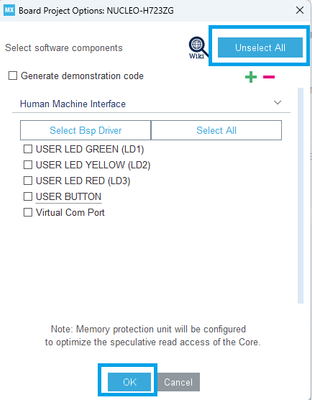 Figure 5 Disable BSP code generation