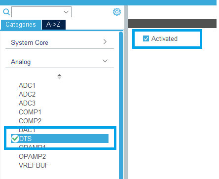 Figure 6. Enable DTS temperature sensor
