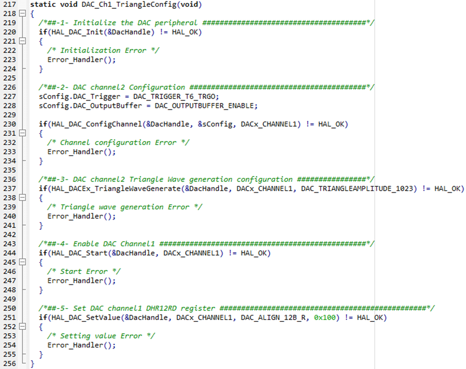 Figure 5:&nbsp;Original source code without the ioc: code for the DAC_Ch1_TriangleConfig function.