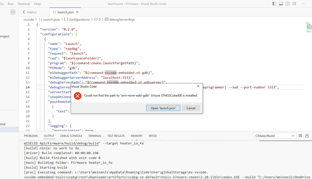 stm32 vscode extension debugging error.PNG