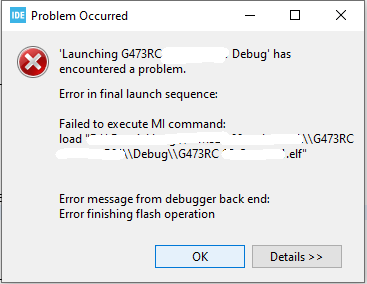 error dialog