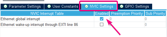 Figure 6 – Ethernet NVIC configuration