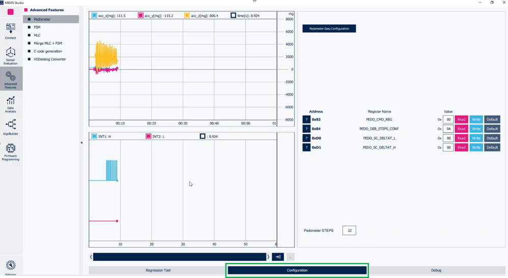 Figure 1: Pedometer - Configuration tab